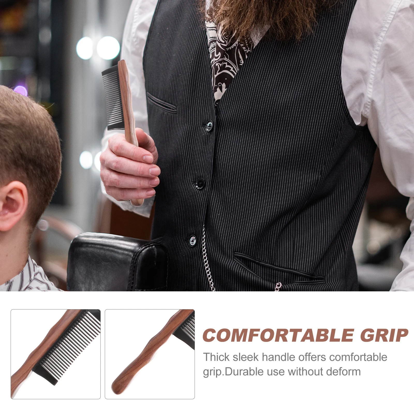 

Double Row Sandalwood Hair Comb Smooth Teeth Massage Scalp Stimulating Circulation Comfortable Grip Hairdressing Accessories