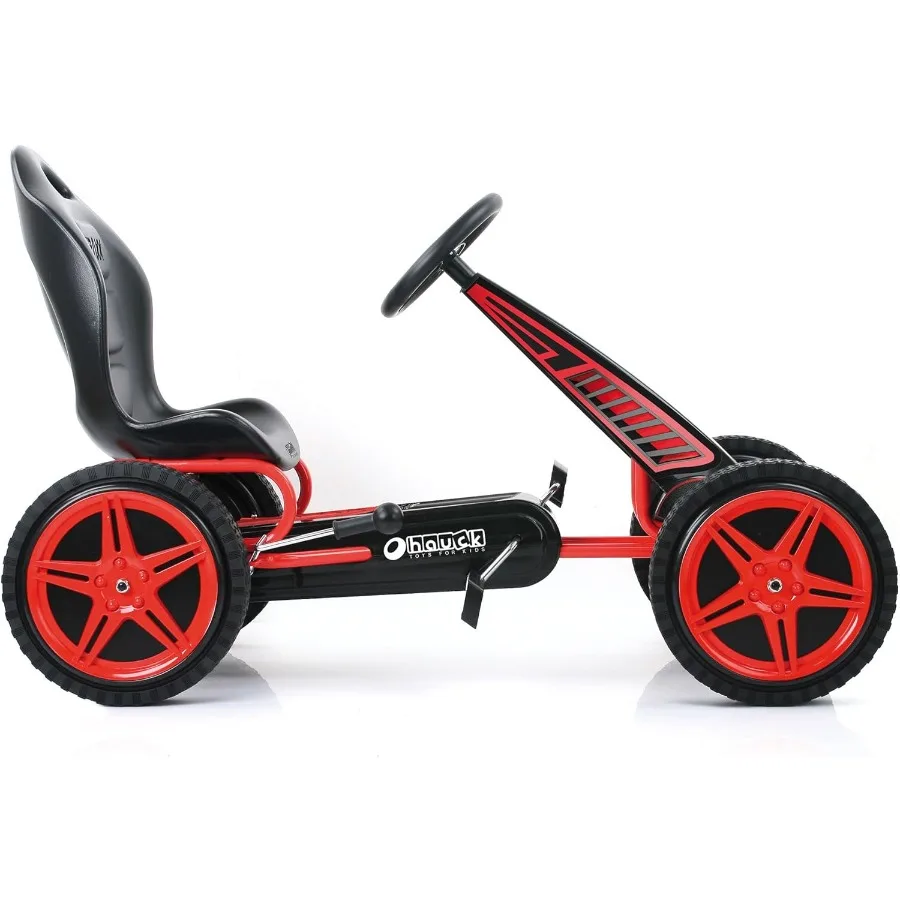 Kids Pedal Go Kart, Hurricane 4 Wheel Bike Cart with Rubber Tires, Ages 4-10, Red - Outdoor Ride-On Bicycle Karts with Wheels fo