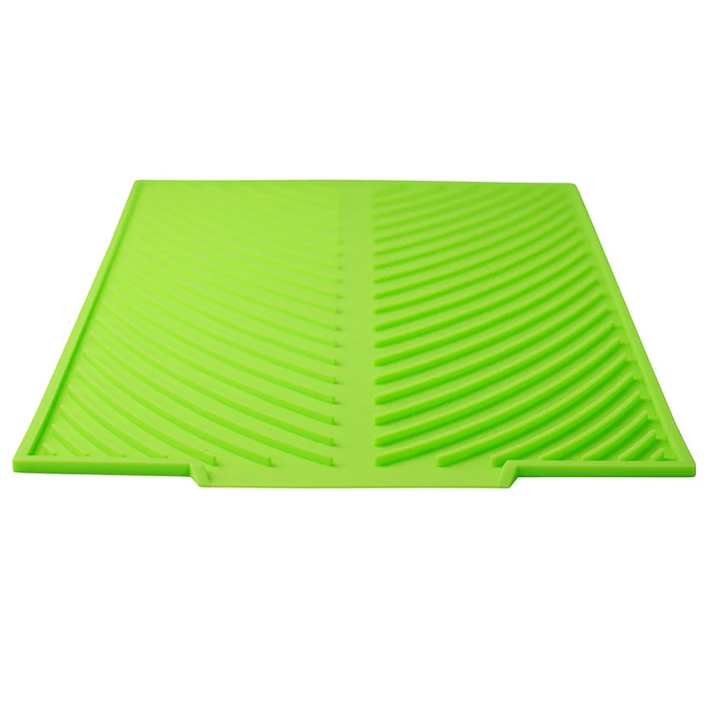 Heat Resistant Silicone Dish Drying Mat Green Antibacterial Dishwasher Safe Kitchen Tool Silicone Drying Mat Kitchen Accessories