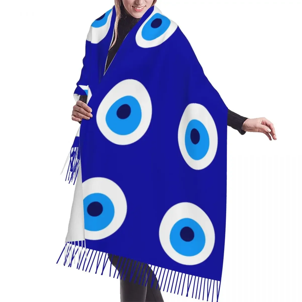 Personalized Printed Nazar Evil Eye Protection Symbol Scarf Men Women Winter Warm Scarves Fashion Versatile Female Shawl Wrap