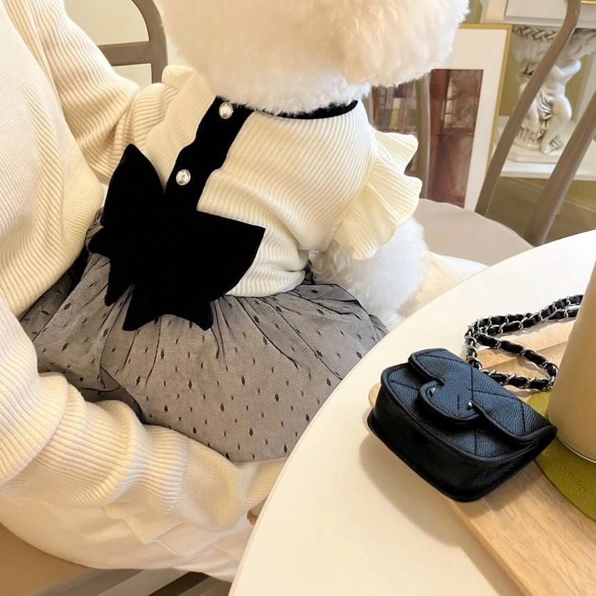 

Luxury Dog Dress for Small Dogs Summer Puppy Clothes Bow Lace Dog Skirt Black White Dog T Shirt Girls Dog Costume Chihuahua Vest
