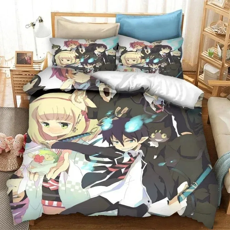 Fashion 3D Printing  Anime Blue Exorcist Bedding Set Duvet Covers Pillowcases Comforter Bedding Sets Bedclothes Bed