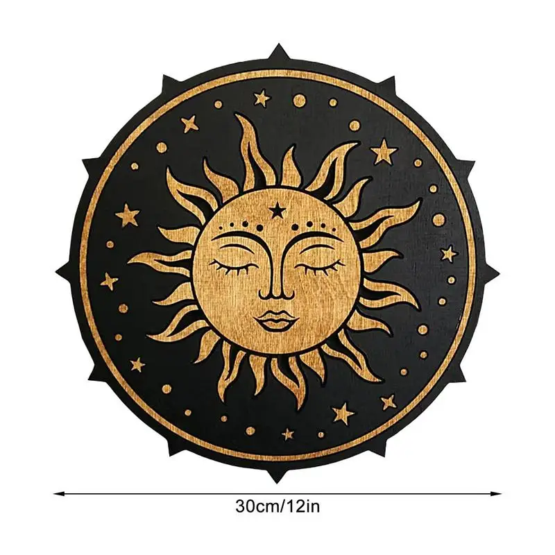 Sun and Moon Decor | Wooden Star Moon Wall Art with Back Hook | Farmhouse Suspension Ornament for Front Door Colored Kitchen Por