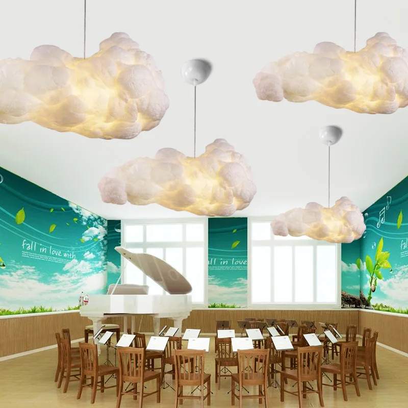 Modern White Floating Cloud Pendant Lights Cloud Chandeliers Dining Room Hanging Lamps Creative Internet Celebrity Cloud Lights