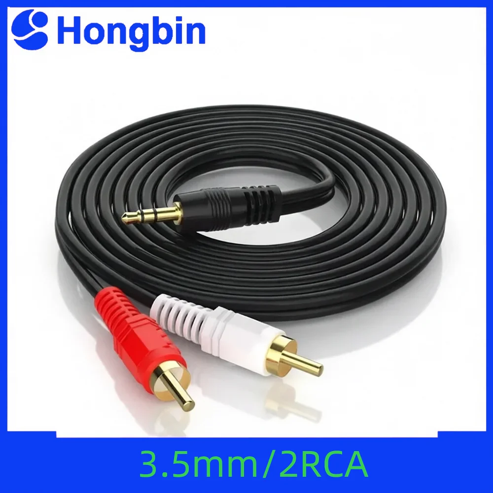 Audio Splitter Cable 3.5mm to 2 RCA Red White Jack Universal Auxiliary Connection Line for Sound Amplifier Machine