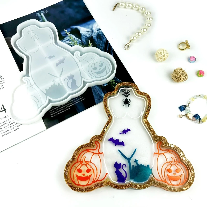 Fruit Wine Cup Tray Mold Halloween Woman Silicone Epoxy Resin Mold Used to Make Artificial Pieces Coasters
