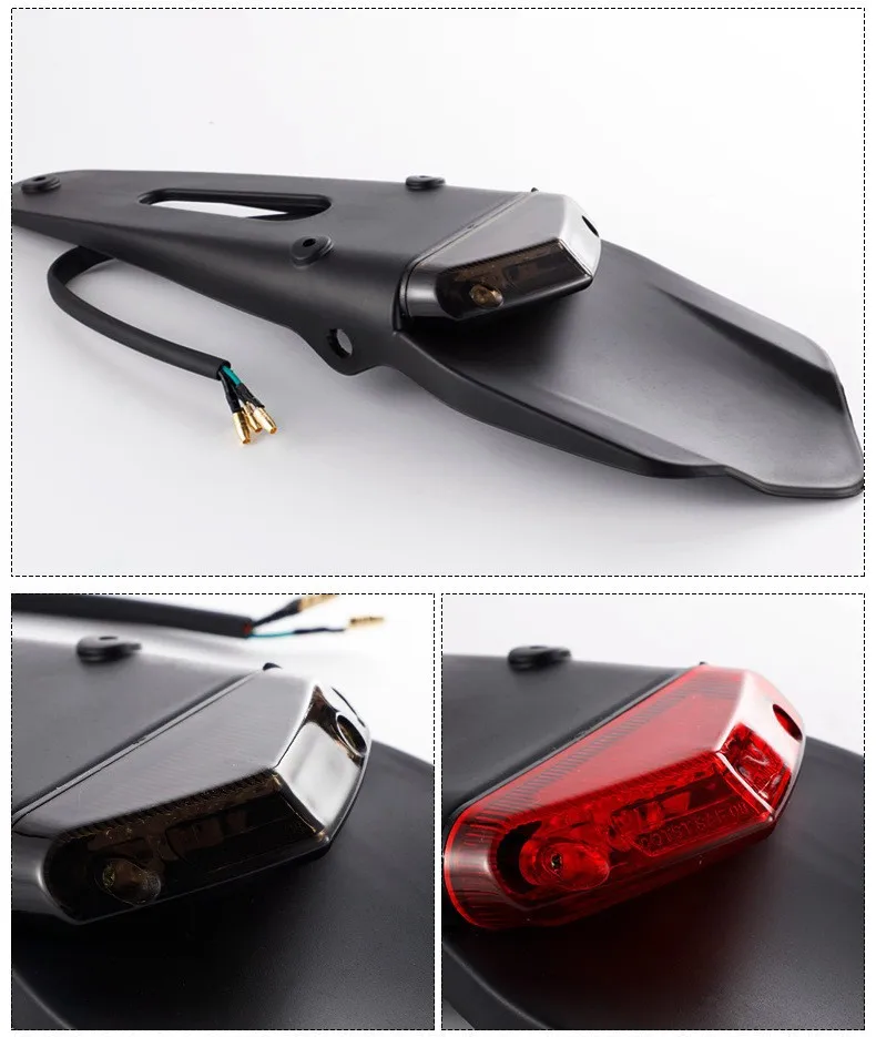 دراجة نارية عالمية 12 فولت LED الضوء الخلفي مصباح مكبح مع الحاجز الخلفي لوحة ترخيص قوس حامل للدراجة على الطرق الوعرة