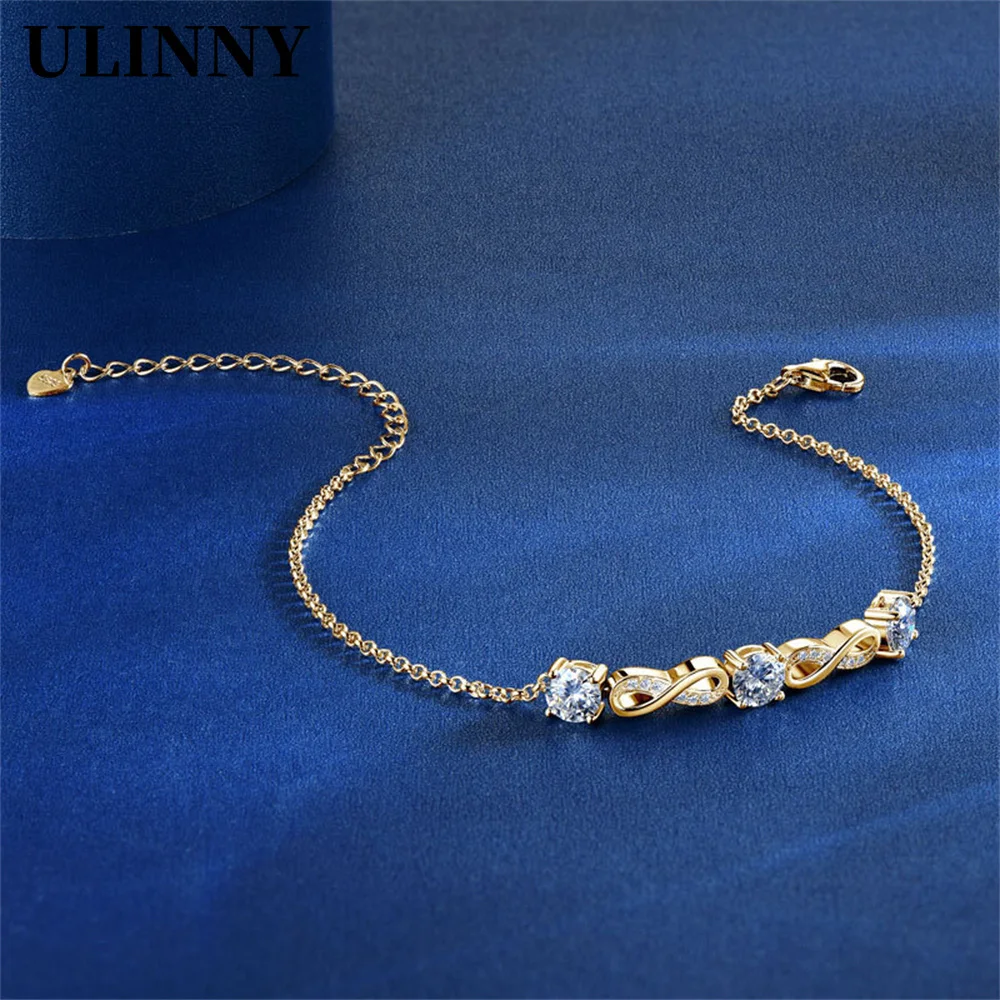 

18k Gold Plated 5mm 1.5CTW Moissanite Infinity Bracelet 925 Silver Chain Bracelet for Women Anniversary Wedding Jewelry 2024 New