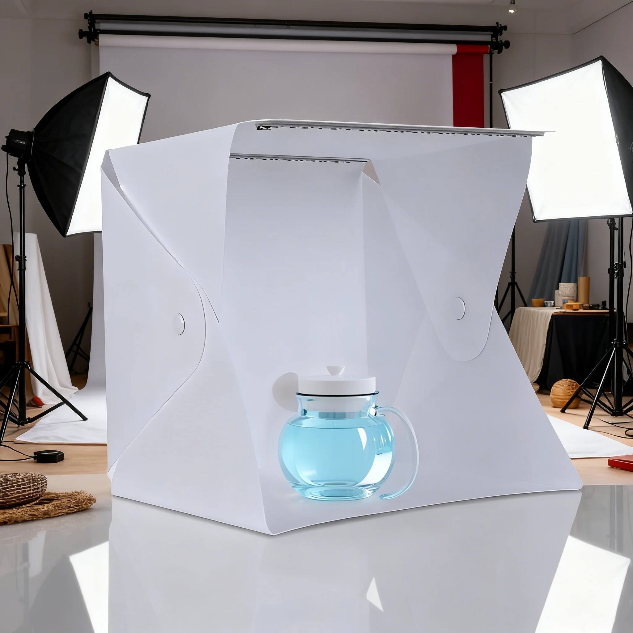 خيمة التصوير البلاستيكية المحمولة واجهة USB 5 فولت LED 2x5600k 2x550lm 6 خلفية القماش صندوق التصوير المنزلي الداخلي