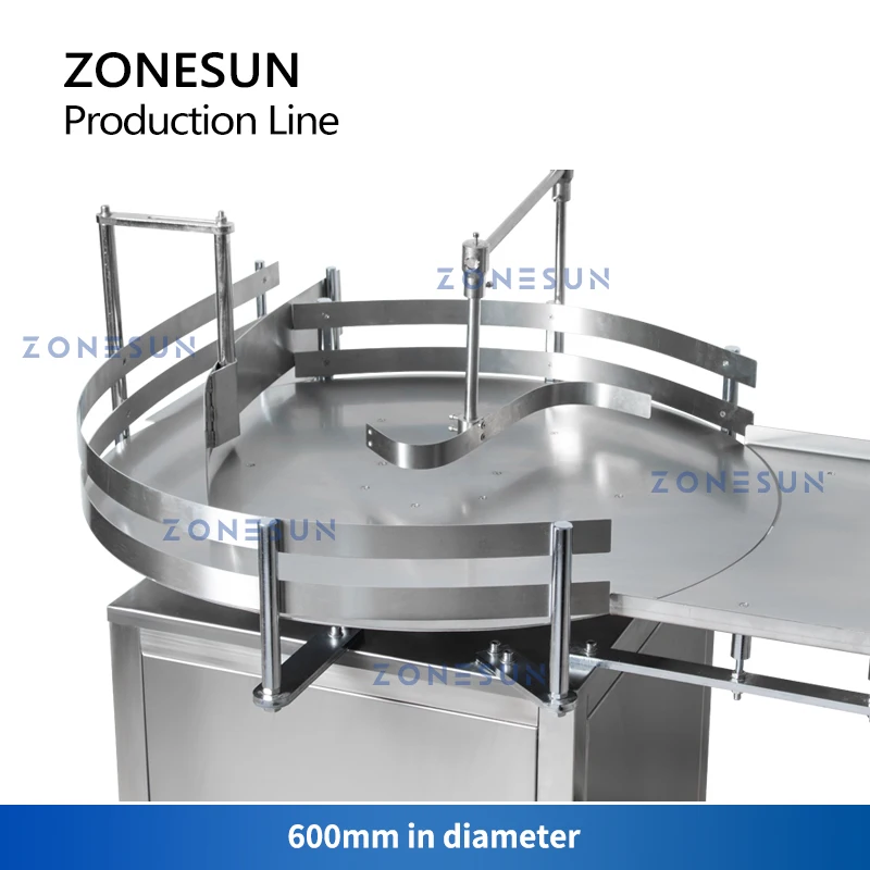 ZONESUN Production Line Magnetic Pump Liquid Filling Cap Screwing Round Bottle Labeling Machine Feeder Unscrambler ZS-FAL180D6