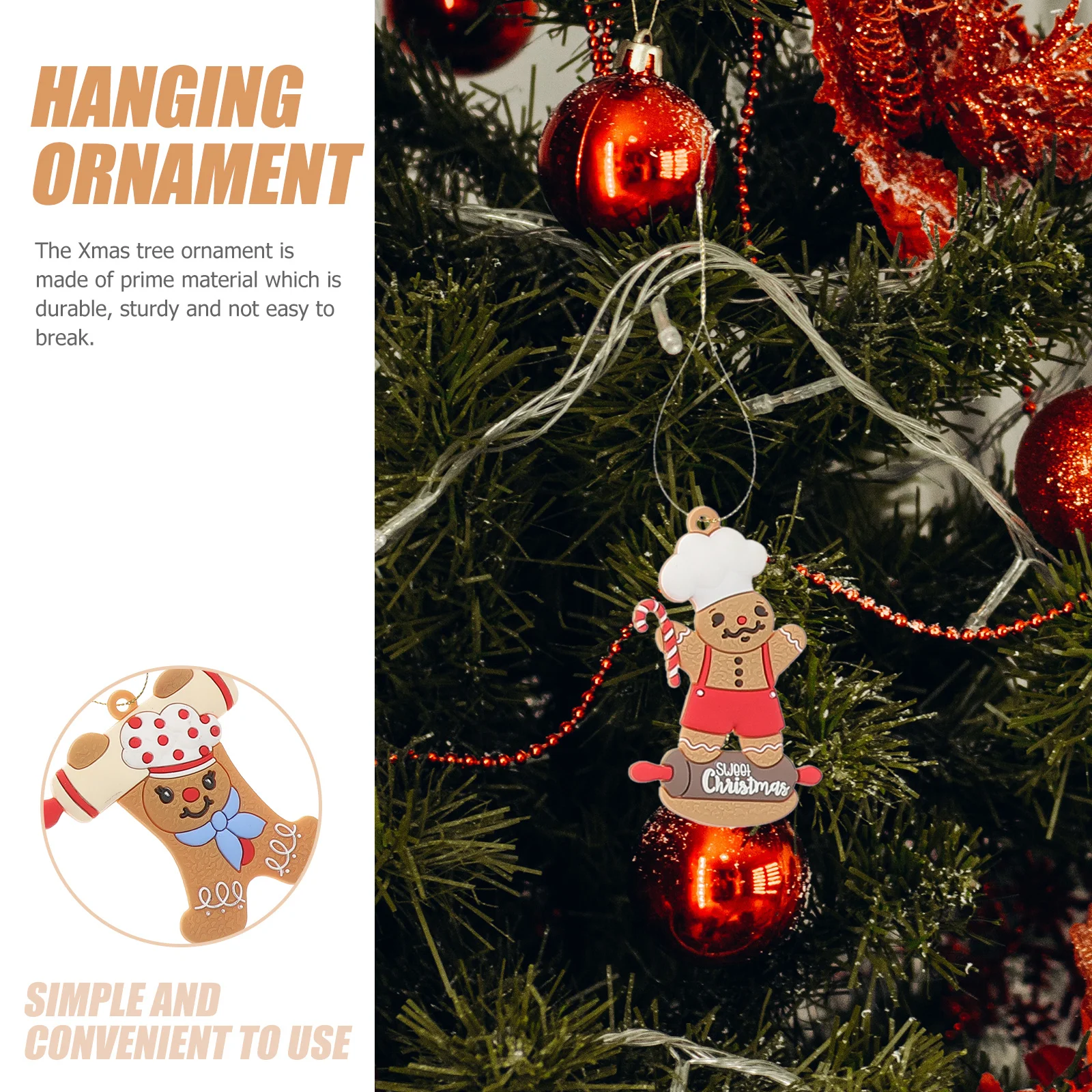 

8pcs Gingerbread Man Hanging Ornaments Christmas Tree Decorative Props Festive Party Home Decoration Xmas Scene Supplies Pvc