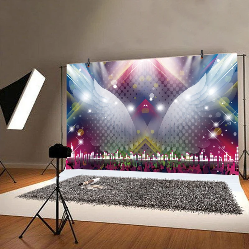 Neon Light Stage Background Photography Cyberpunk Led Screen Music Dance 80s 90s Disco Party Decorations Banner Backdrop Fabric