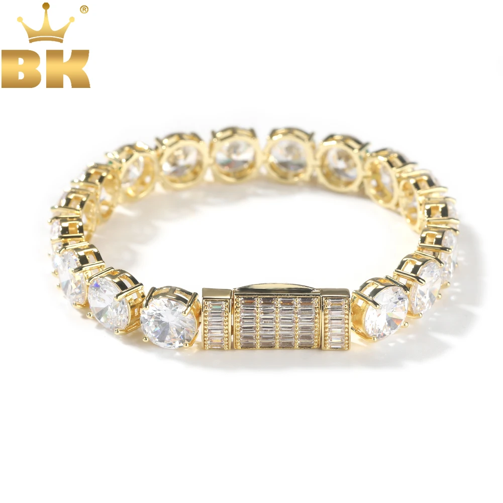 THE BLING KING Round Cut 10mm Tennis Chain Bracelet Prong Setting AAAAA+ Cubic Zirconia For Men Rock Hiphop Jewelry