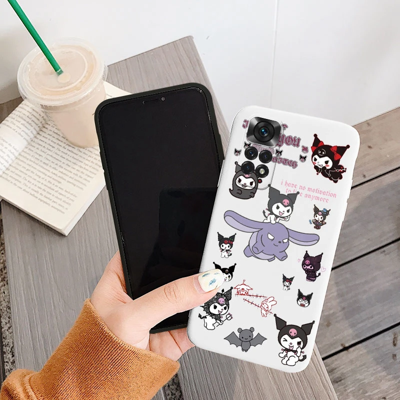 Cute Phone Case For Xiaomi Redmi Note 11 11S 12 Not11 Note12 Pro 4G Girl Kuromi Hello Kitty Anime Silicone Soft TPU Back Cover