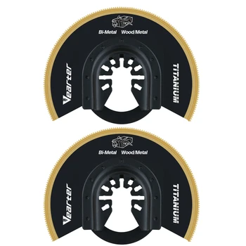 Vearter 2er-Pack Titanbeschichtetes oszillierendes Multitool-Halbkreis-Sägeblatt zum Schneiden von Metallnägeln, Holz, Kunststoff, hartem Material