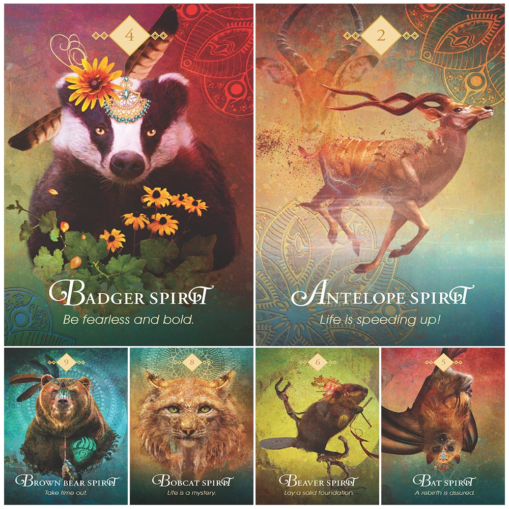 

Bear,Bat,Crow,Deer,Cow,Lynx,Animal Totem Art Poster And Print Home Decor Advice From Animals Abstract Wall Art Canvas Painting