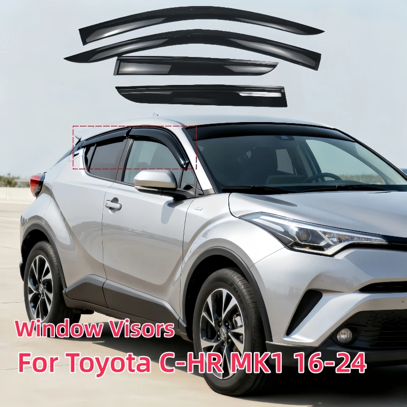 Set of 4 Window Shields for Toyota C-HR MK1 2016-2024 - Sturdy Rain Guards And Sun Protectors | Additions for Toyota C-HR MK1