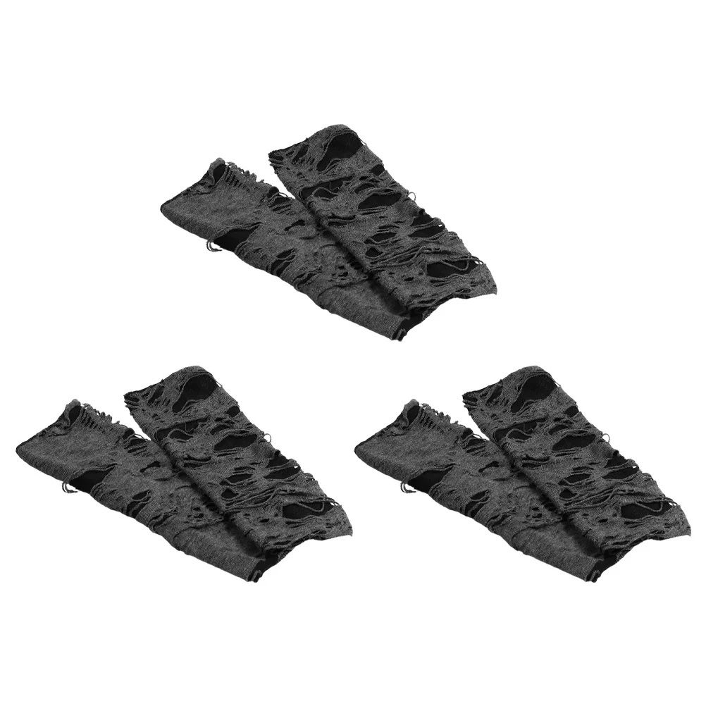 

3pcs Halloween Lace Gloves Black Stretchy Fingerless Gothic Arm Warmers For Women Punk Costume Party Cosplay Accessory Wedding