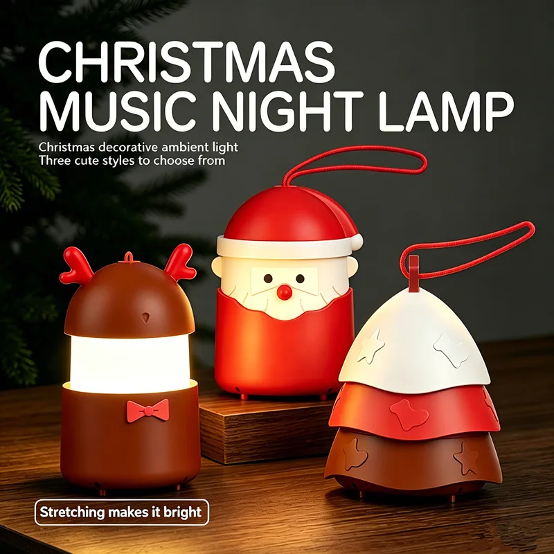 Christmas Handheld Lantern, Music Ambient Light Colorful Night Lamp for Holiday Decoration