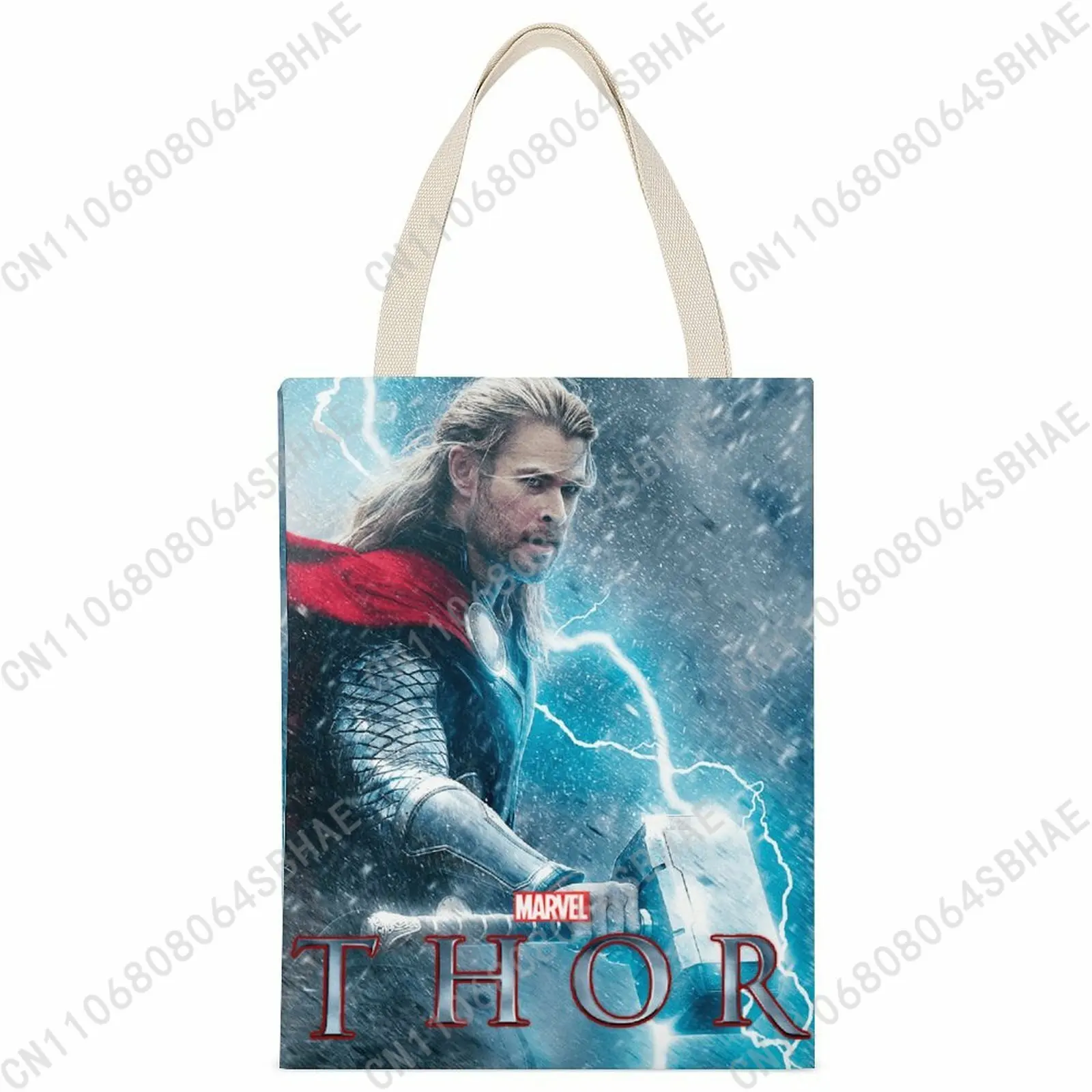 

Сумка-шоппер из холщовой ткани Marvel «Бог грома», многоразовая сумка через плечо для покупок, для женщин и мужчин, с двусторонним дизайном, для косплея