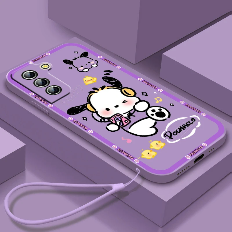 

Cute Pochacco Cartoon For Samsung Galaxy S23 S22 S21 S20 S10 S9 Ultra Plus Pro FE Liquid Rope Phone Case Silicone Cover Fundas
