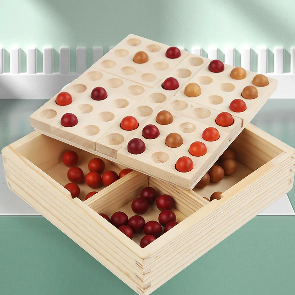 

1Set Bright Color Rotatable Five-in-A-Row Chess Board Wooden Stones Storage Box Portable Educational Board Game Family