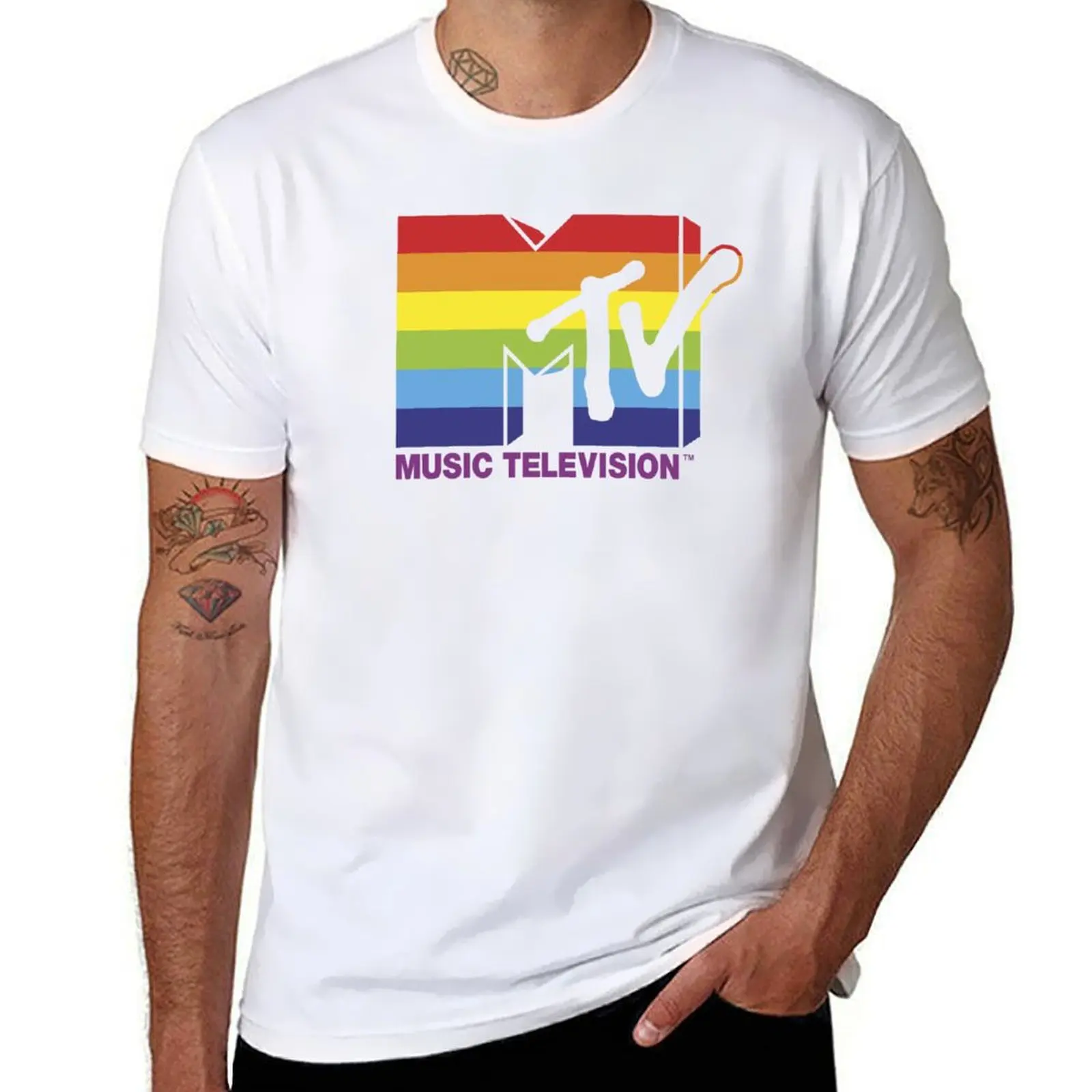 

MTV Pride Music Television Rainbow Logo T-Shirt vintage t shirts Clothing football t shirt shirts men graphic