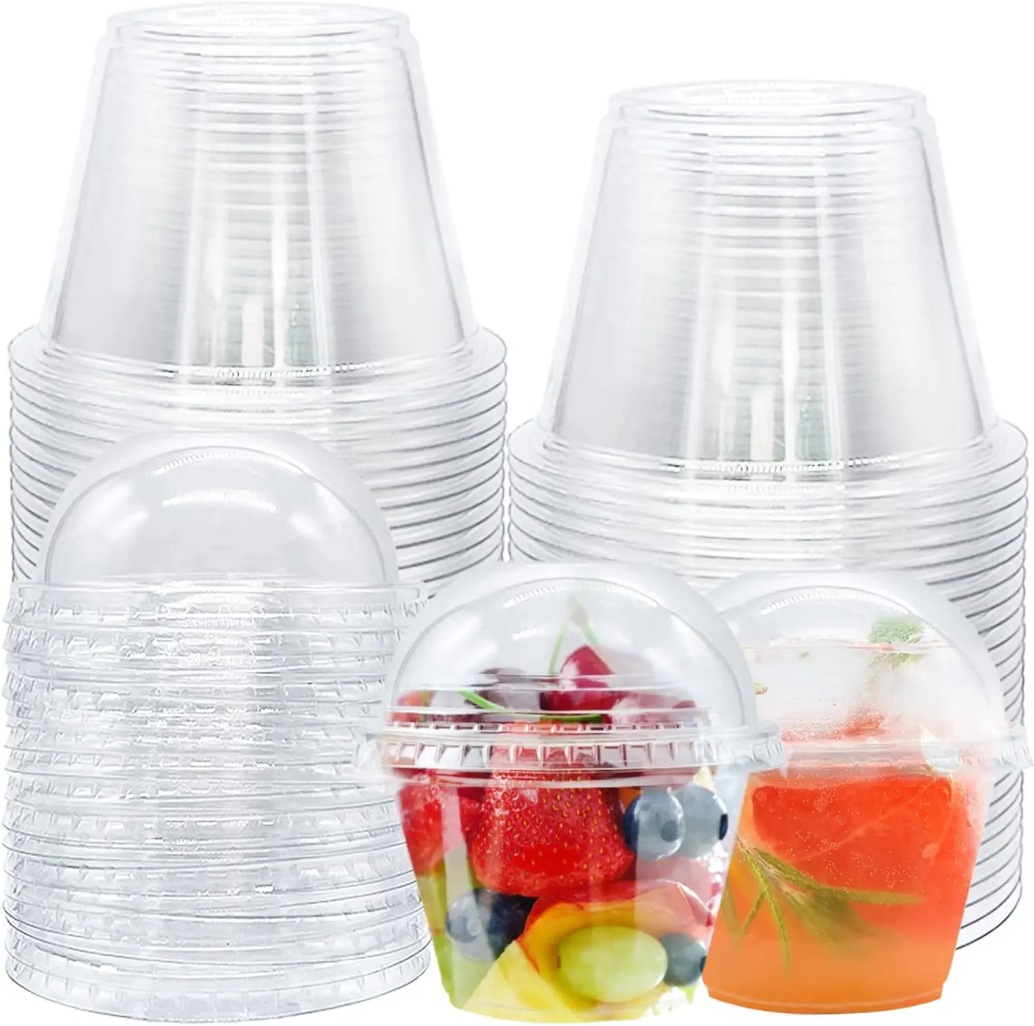 

50 Pack 6 oz Clear Plastic Cups with Dome Lids, Disposable Parfait Dessert Cups for Cold Drinks, Fruit, Ice Cream, Snacks