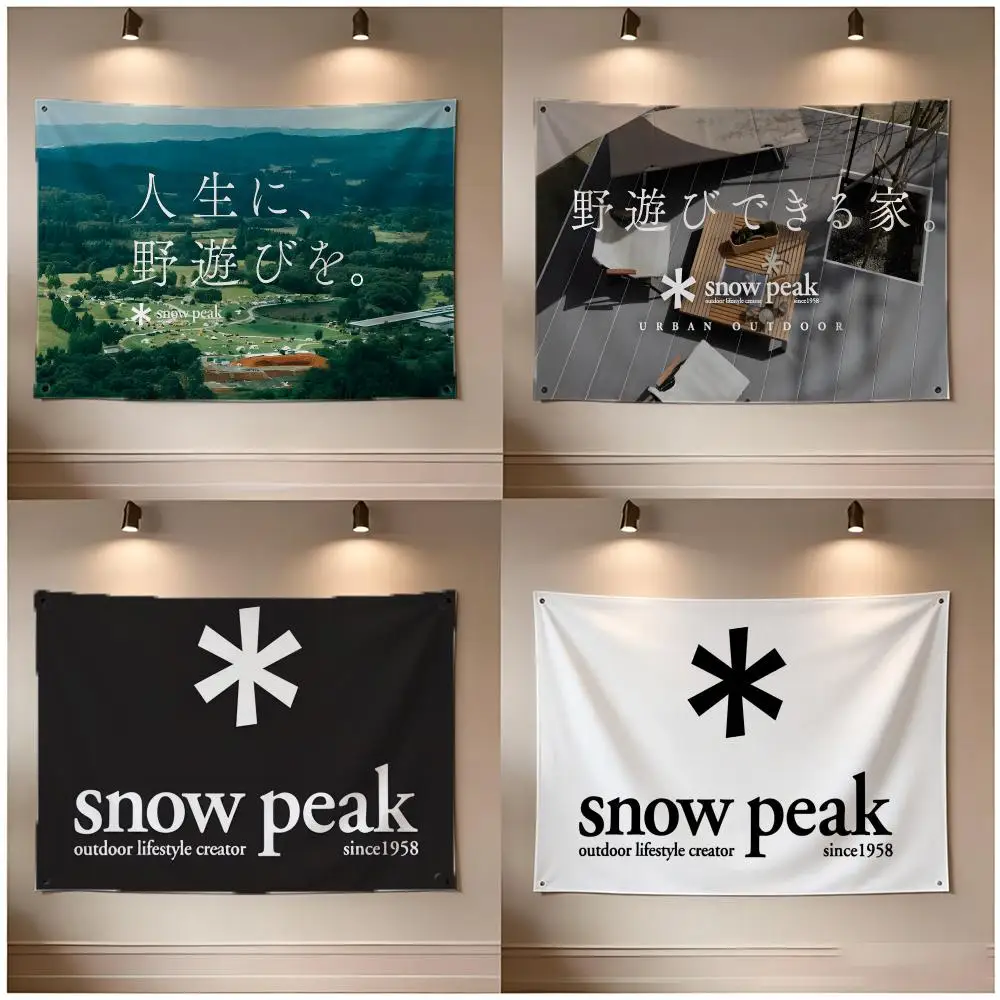 Brand Outdoor Snow Peak Flags Borderless Four Ring Ornament Indoor Outdoor Decoration Quick Hang Install