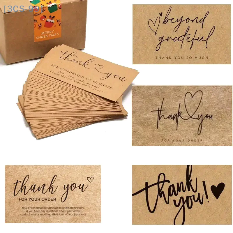 50Pcs Vintage Kraft Paper Thank You Cards Greeting Cards For Teacher's Day And Mother's Day To Express Gratitude