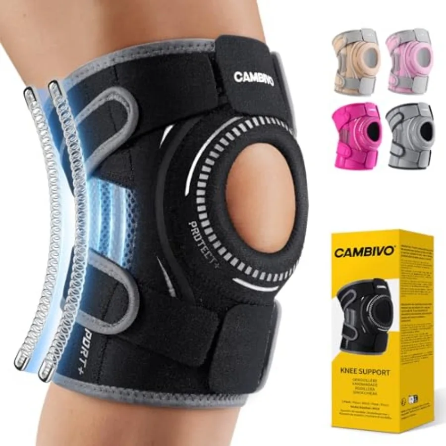 

ELITE Knee Brace with Side Stabilizers and Open Patella Gel Pad for Knee Pain, Meniscus ACL MCL Arthritis Relief, Breathable Ad