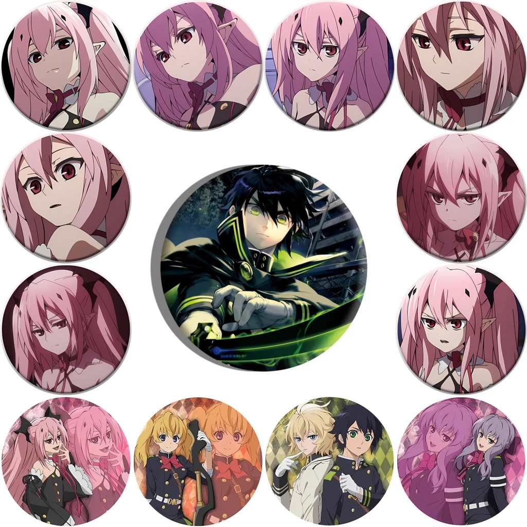 

58mm Anime Seraph Of The End Ashuramaru Mikaela Hyakuya Krul Tepes Cosplay COSTUME Badge Pin SPTE Tinplate Brooch﻿ Prop Gift