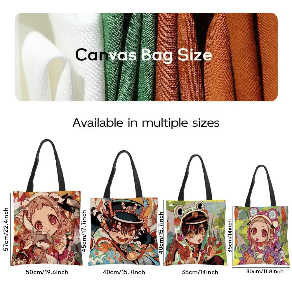 Storage Bags Casual Portable Shoulder Bag Lightweight Shopping Bag Reusable Linen Bag Love T-Toilet-bound Hanako-kun