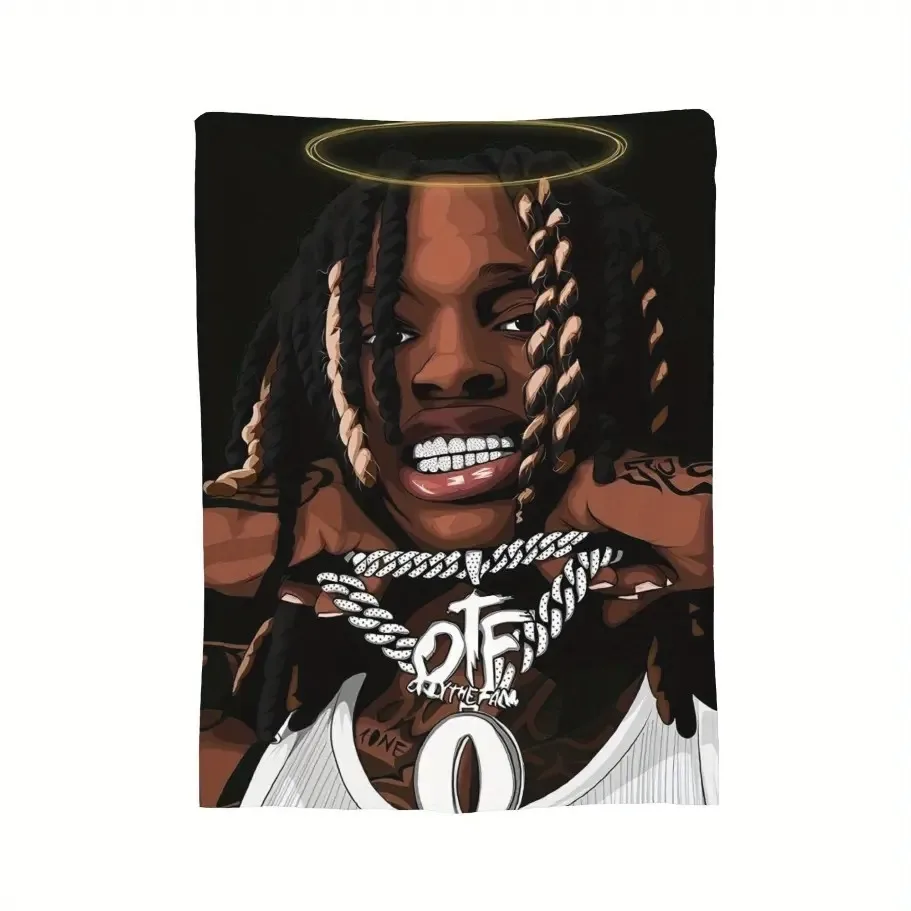 Customize King Von OZ RIGHT EAM Graphic Print Flannel Blanket - Soft All-Season Throw for Couch, Bed & Office - Vibrant Mixed Co