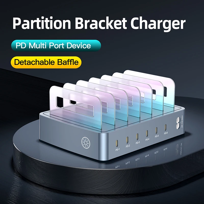 120 واط العالمي متعدد USB C شاحن PD 30 واط سطح المكتب شحن سريع Sation الهاتف/الكمبيوتر اللوحي/حامل قاعدة حامل آيفون سامسونج