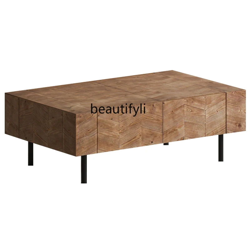 

Wasabi style solid wood coffee table Nordic wood color small apartment living room small coffee table simple rectangular