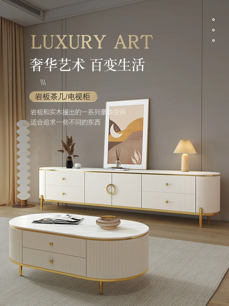 

Combination of solid wood coffee table and TV cabinet
