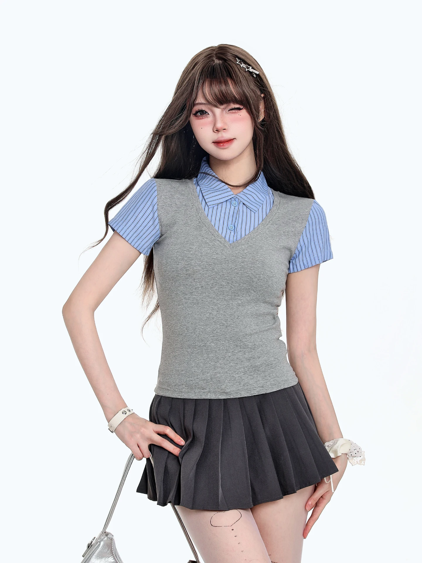 Amerykański styl retro, koszulka w stylu college, sportowa, letnia, słodka i seksowna, top z okrągłym dekoltem, bawełniana koszulka bez rękawów.