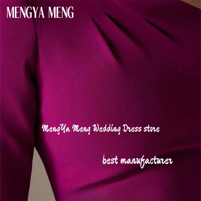 Customized Rose Red Slanted Shoulders Long Sleeves robes Evening Prom Dresses for Special Occasions Ankle-Length Formal Gowns