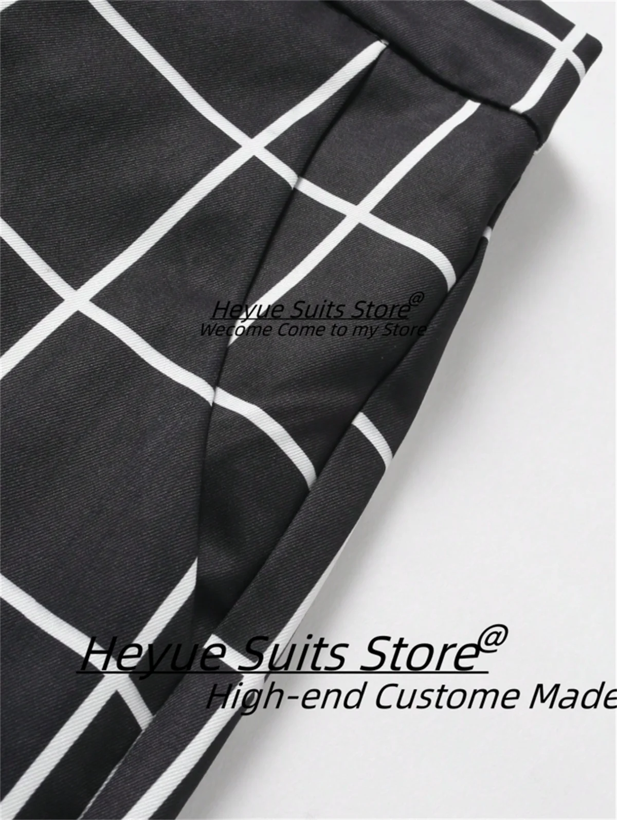 High-qubilty Black Plaid Men Suits Slim Fit Double Breasted Groom Formal Tuxedos 2 Pieces Sets Business Male Blazers Ropa Hombre