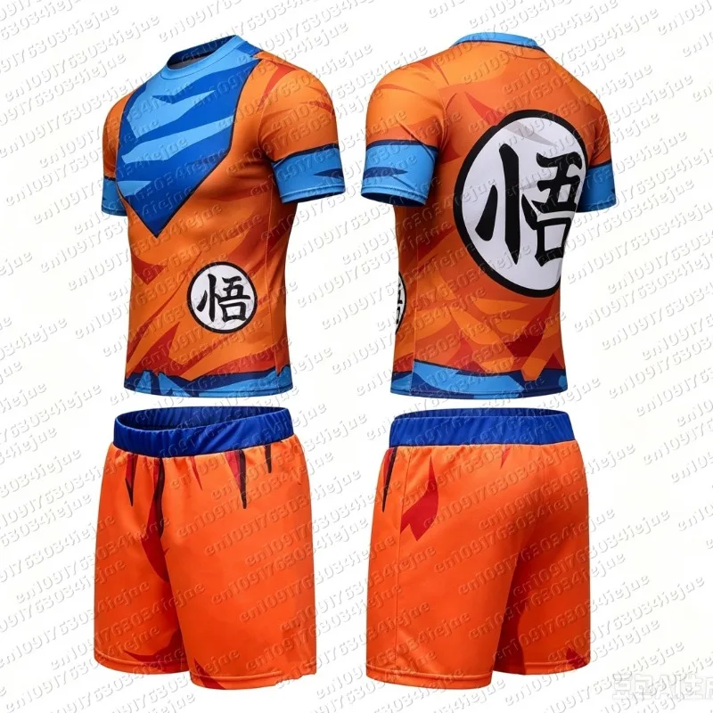 2026 Dragon Ball Kid Fans Rejoice!Goku/Vegeta Battle Suit 3D Printed T-shirt and Shorts,transforming Into Super Saiyan