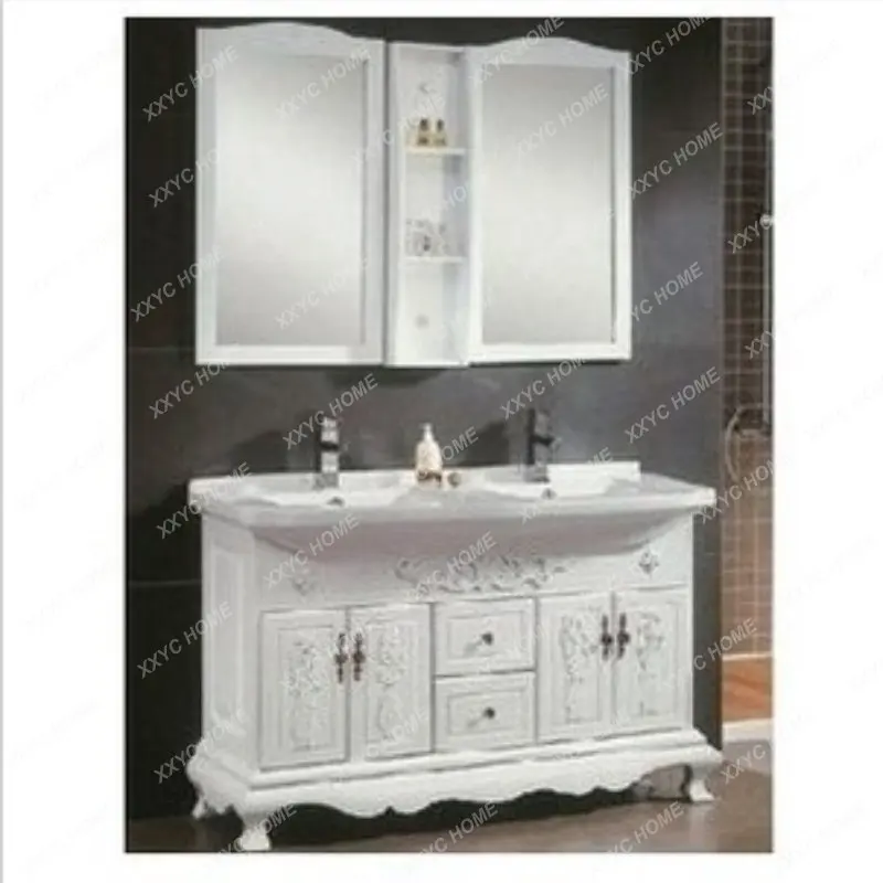 

Oak PVC Washstand Washbasin Cabinet Combination European Table Basin