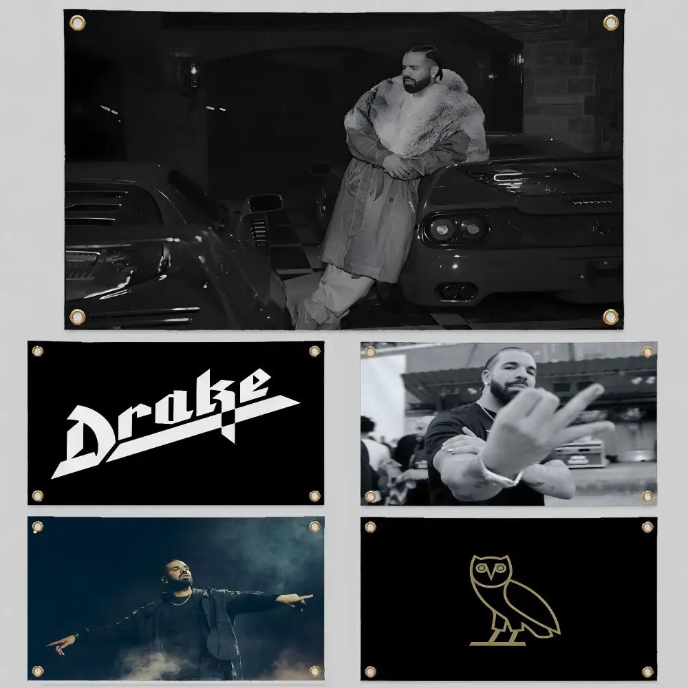 Singer Drake OVO Drizzy The 6 God Rap Flags Wall Hanging Background Flag Wall Decor Banners for Outdoor Bedroom Dorm Room Decor