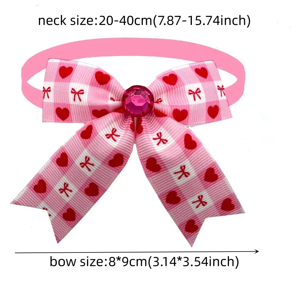 30/50pcs Valentine's Day Pet Product Rose Hairball Style Dog Bowtie Cat Dog Grooming Accessories Adjustable Collar Pet Supplies