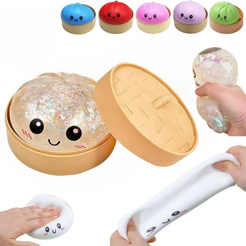 Dumpling Squishy for Adults, Slow Rising TPR Stress Reliever, Fidget Sensory Squeeze Toy for Office Desk, Unique Gift
