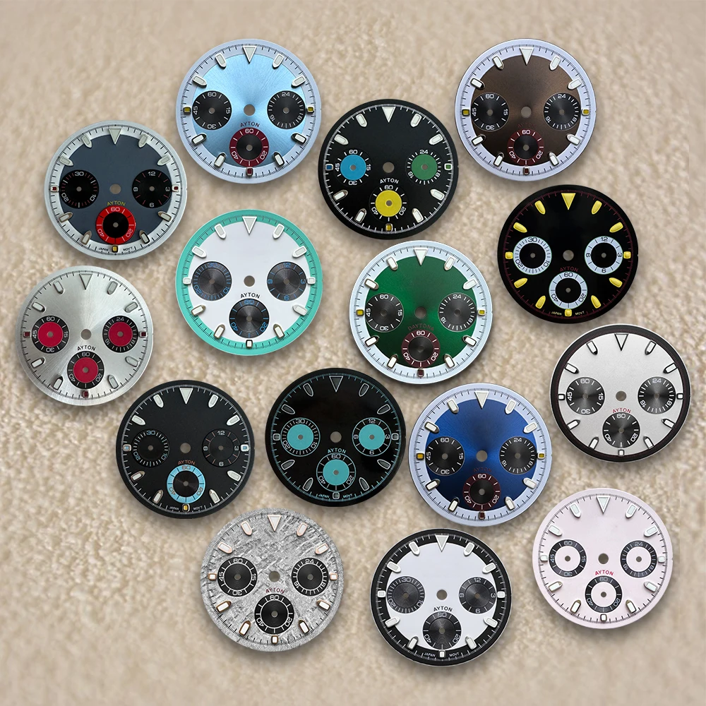 

29.5mm S Logo Panda DTN Dial Fit VK63 Movement Green Luminous Sunray/matte Colorful High-Quality Watch Accessories