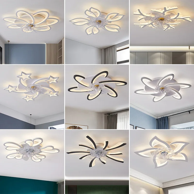 Modern Smart Ceiling Fan Bedroom Ceiling Fan With Light And Control Living Room Restaurant Indoor Decor LED Silent Ceiling Fan