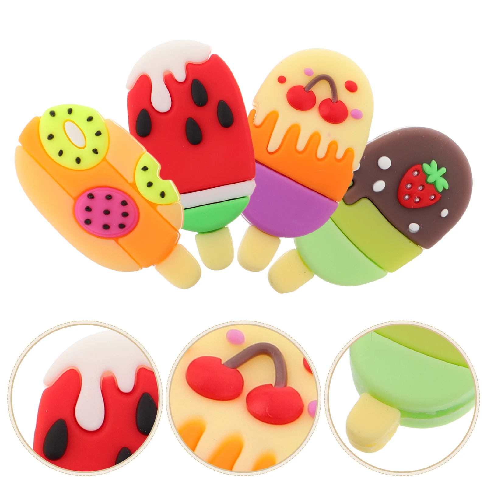 

8 Pcs Ice Cream Eraser Fruit Pattern Erasers Art Supplies Cartoon Shaped Cute Mini Food Decorative