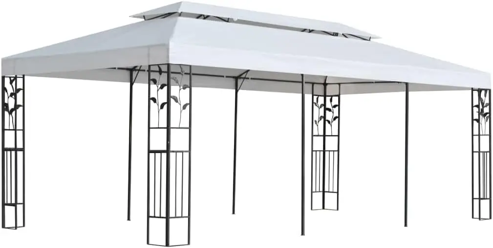 

Gazebo | Garden Canopy Shelter | Outdoor Metal Pavilion | Patio Sun Shade Canopy Tent for Outside Backyard Yard Lawn | White Fab