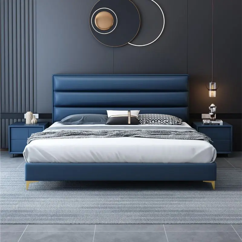 

Light luxury floor ultra-thin technology cloth headboard, solid wood soft bag